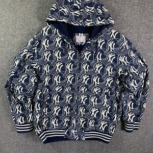 Vintage New York Yankees Jacket Men Large Hat Cap AOP MLB CarlBanks Y2K G-III